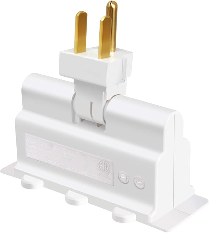3 Outlet Wall Adapter, VSEER ETL Listed 3-Prong Grounded 180 Degree Swivel Indoor AC Mini Plug Wall Outlet Extender Tap White (1 Pack)