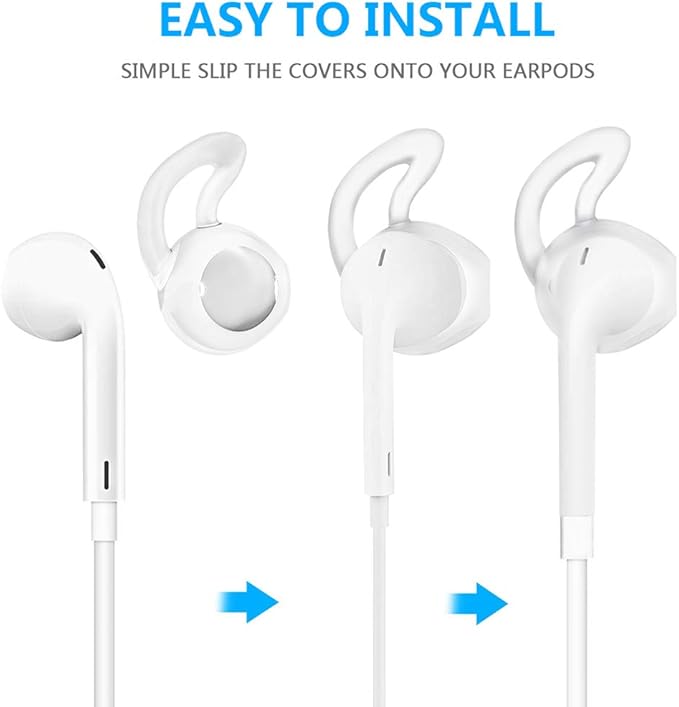 Lunies Earpods Covers Anti-Slip Silicone Soft Sport Earbud Tips for iPhone 6S/6 Plus/5S/5C/5 Earbuds Comfortable 4 Pairs Clear