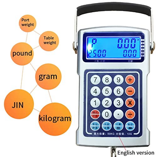 Portable Digital Hanging Scale 50kg/10g - Lightweight, Accurate, Easy-to-Use - Ideal for Shipping, Groceries, Home, Travel, and Luggage - Compact Design for Convenience