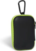 Earbud Case Portable EVA Storage Bag Cell Phone Accessories Organizer with Carabiner for Wired/Wireless Earphone, Earbud, Earpieces, SD Memory Card, Camera Chips, Tech Pouch, Rectangle, Green