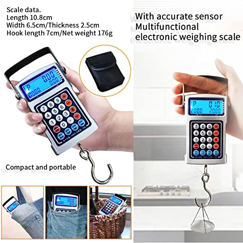 Portable Digital Hanging Scale 50kg/10g - Lightweight, Accurate, Easy-to-Use - Ideal for Shipping, Groceries, Home, Travel, and Luggage - Compact Design for Convenience