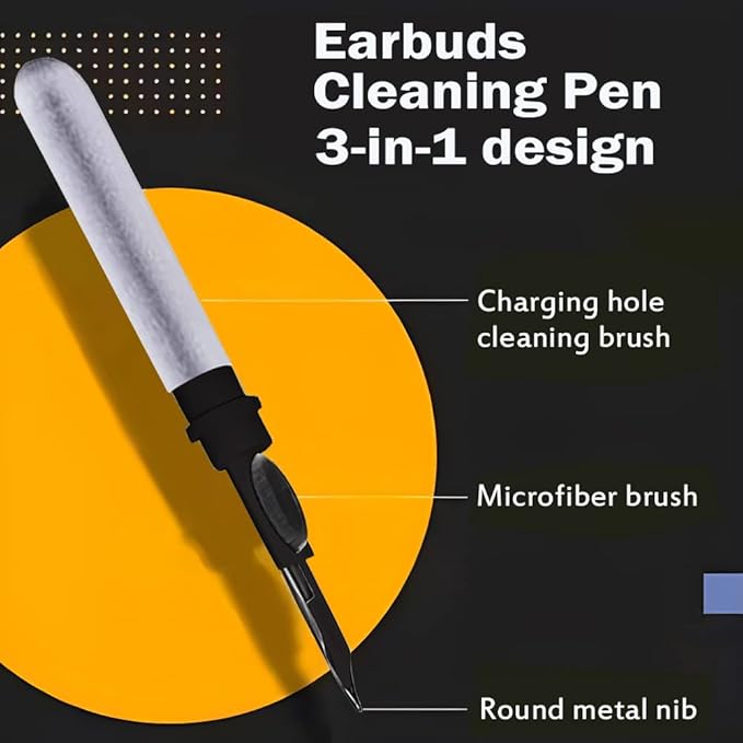 Cleaner Kit for Earbuds, Cleaning kit for Airpods Pro 1 2 3, Multi-Function Cleaning Tool with Brush Flocking Sponge for Wireless Earphones Bluetooth Headphones Case Camera and Phone(Black)