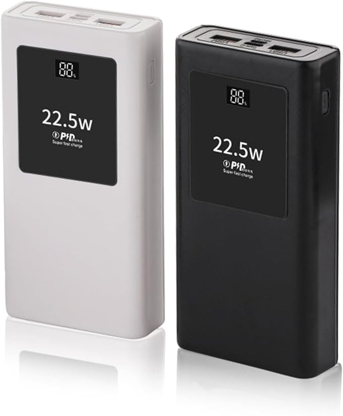 PowerBanks Casing Kits 20000mAh Mobile Chargers Builts in Cable PD22.5W Quick Charging LCD Display Shell Portable Chargers with Removable Battery