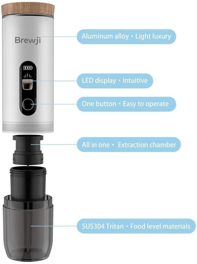 Portable Self-Heating Espresso Machine and Coffee Maker Including Milk Frother
