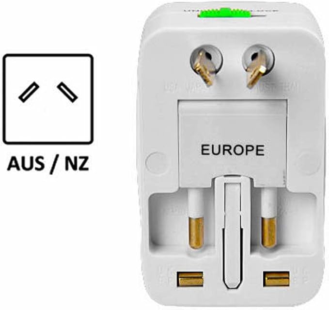 T POWER - Universal World Wide Travel Plug Adapter - White Electronics Worldwide AC Outlet Plugs Adapters for Europe, UK, US, AU, Asia-Blue