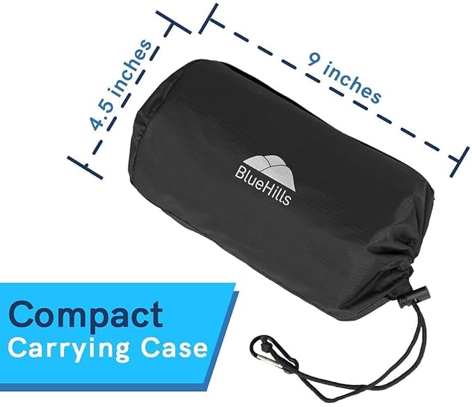 BlueHills Premium Soft Compact Travel Blanket Value Pack Set of 2 - Airplane Flight Blanket Throw in Soft with Luggage Belt Compact Pack Large Blanket for Travel Black and Navy Blue Color