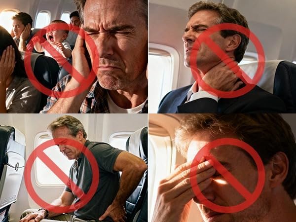Portable Ultimate Comfort Set for Plane Sleep Kit at Plane Inflatable Travel Pillows Foot Rest Hammock Eye Mask Ear Plugs for Airplane Essentials for Seat Airplane Gadgets for Sleep Comfort (3B)