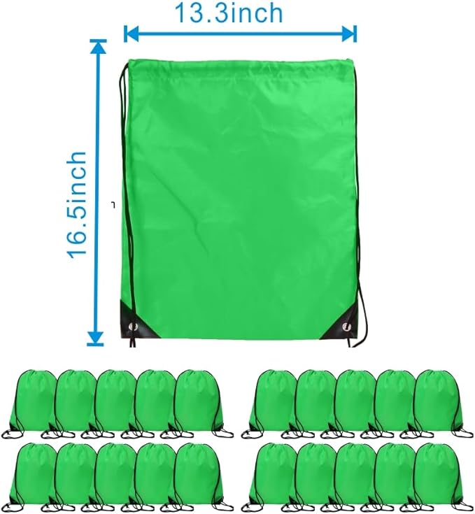 Drawstring Backpack Bulk 20 Pcs Draw String Backpack Bags DIY Gym Sports Traveling Yoga Cinch Bag Sackpack Drawstring (Green)