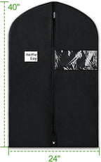 KEEGH 40" Suit Bags for Closet Storage (Set of 10) Garment Bags for Hanging Clothes, Suit Cover Bags for Suits Coats Dress with Zipper and Transparent Window, Black