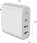 Amazon Basics 100W Four-Port GaN Wall Charger with 2 USB-C (100W, 18W) & 2 USB-A Ports (12W), PD 3.0, Foldable Plug, Portable Multi-Device Charging for Laptops, Tablets & Phones, White
