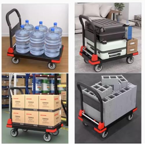 HeavyDuty Steel Utility Cart with Folding Platform and Swivel WheelsPerfect for Easily Moving and Transporting Heavy Loads