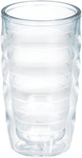 Tervis Clear & Colorful Tabletop Made in USA Double Walled Insulated Tumbler Travel Cup Keeps Drinks Cold & Hot, 10oz Wavy, Clear