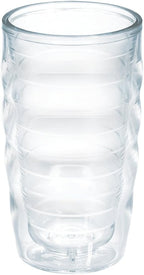 Tervis Clear & Colorful Tabletop Made in USA Double Walled Insulated Tumbler Travel Cup Keeps Drinks Cold & Hot, 10oz Wavy, Clear