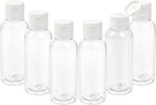 TRENDBOX 6 Pack Plastic Empty Bottles with Flip Cap for Shampoo, Lotions, Liquid Body Soap, Cream (2 oz / 60 ml)