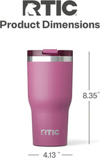 RTIC 30oz Essential Tumbler with Lid, Ceramic Lined, Insulated, Stainless Steel, Metal, Double Wall Vacuum-Insulation, Travel Cup for Iced Coffee, Tea, Hot and Cold Drink, Orchid