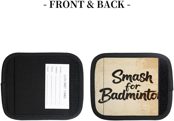 2 Pack Luggage Handle Wrap with Travel Tags - Non-Slip Protective Cover Soft Handle Grips Covers for Suitcase(Vintage Smash for Badminton)