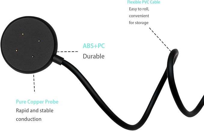 Compatible with Google Pixel Watch 3/Pixel Watch2 Chargers, 2 USB-A Type-C Ports,3.3 feet/100 Smart Watch Charging Cable Adapter, Accessories for Fitbit Ace LTE/Versa 3/Versa4 (2, Black White)