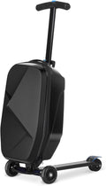 smilesun Scooter Luggage For Kids & Adults， Hardside Ride On Suitcase For Kids Ages 4-15 Multifunctional Lightweight Foldable Carry On Luggage With Wheels Ride On For Children Teenagers（Coal Black）