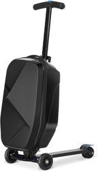 smilesun Scooter Luggage For Kids & Adults， Hardside Ride On Suitcase For Kids Ages 4-15 Multifunctional Lightweight Foldable Carry On Luggage With Wheels Ride On For Children Teenagers（Coal Black）