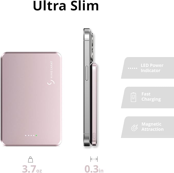 Custom Engraving Power Bank 5000mah,Customized Portable Charger with Name,Logo,Picture,Gift for Employees,Clients(Misty Rose)