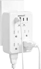 Multi Plug Outlet Extender Surge Protector Adapter, 6 Outlet with 4 USB Ports (2 USB C) 980J Power Strip Wall Charger Spaced for Travel Home Office, Dorm Room, White