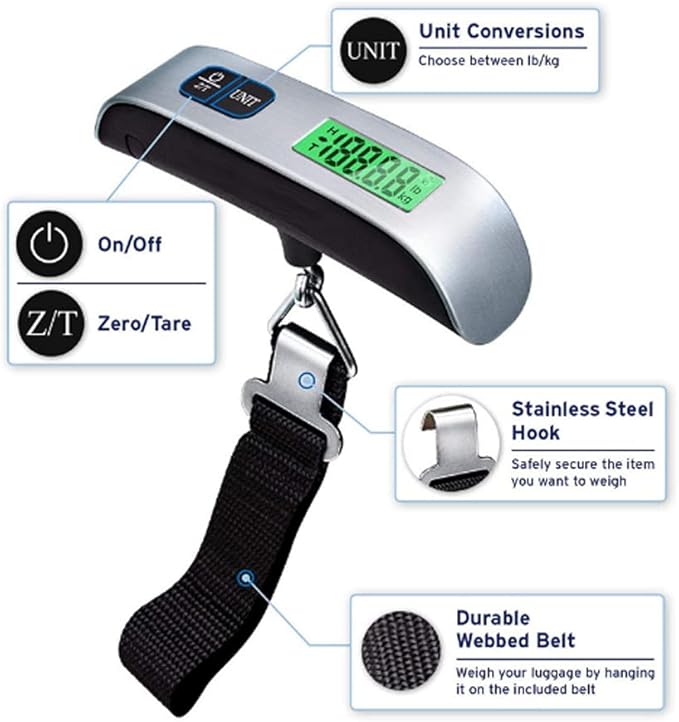 Luggage Scale, Easy to Carry, Small in Size, Suitable for Carrying, 110 pounds, Will be a Popular Luggage Scale in The Future (1), 5.9x4.2x1.49inches