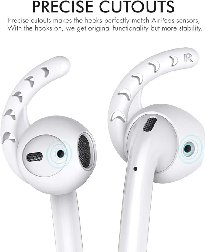 AhaStyle 3 Pairs AirPods Ear Hooks Cover Silicone Accessories Compatible with Apple AirPods and EarPods Headphones(Black,White,Red)