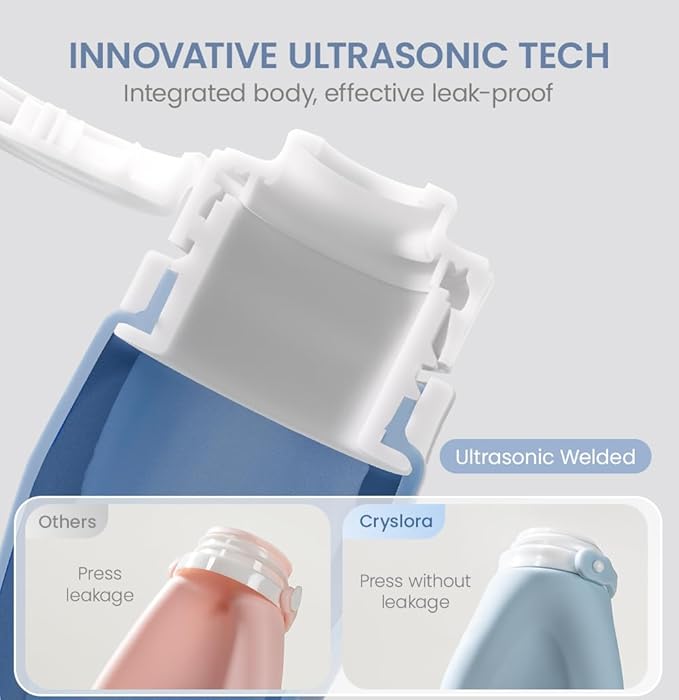 Travel Bottles for Toiletries, TSA Approved 2oz Container, High-Effeiciency Leak-Proof Ultrasonic Technology, Silicone Refillable Squeezable Travel Accessories for Shampoo Conditioner Lotion (3 Pcs)