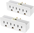 TENINYU 3 Outlet Adapter Extender - UL Listed 1875W/15Amps 3 Way Grounded Polarized Plug Extender Power Strip, Wall Plug 1 to 3 Outlet Splitter with 3 AC Outlets for Household Appliances (2)