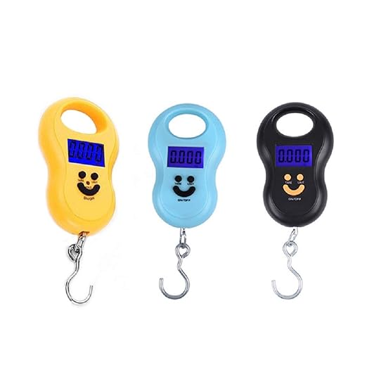 Pocket Portable 50kg/10g LCD Digital Scale Electronic Hand Held Hook Belt Luggage Hanging Scale Backlight Balance Weigting (1pcs Random Color)
