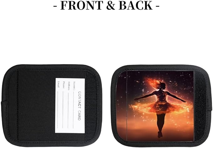 Abstract Modern Woman Fire 2 Pack Luggage Handle Wrap Set of Neoprene Luggage Tags for Suitcases Bag Strap Wrap Cover Travel Airplane Accessories Covers Markers Sleeve Grips Identifiers Cruise