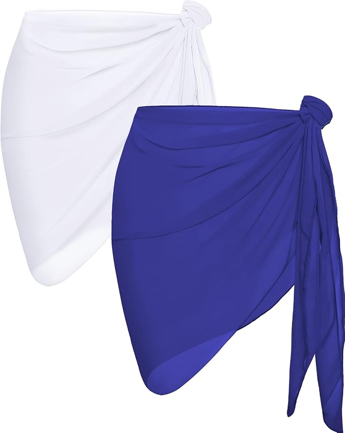 CHICGAL 2 Pieces Women Beach Sarong Bathing Suit Wrap Skirt Sheer Bikini Swimsuit Cover Ups for Swimwear