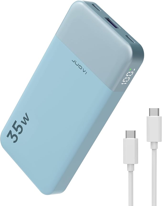 JUOVI Power Bank Fast Charging 10000mAh 35W Portable Charger Small Battery Pack with PD 3.0 & QC 4.0 Type-C USB-A Input Output Lightweight Phone Charger Compatible for iPhone Samsung iPad