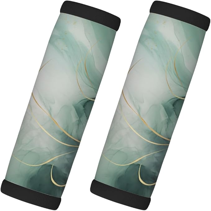 Abstract Green Leaves 2 Pack Luggage Handle Wrap Set of Neoprene Luggage Tags for Suitcases Bag Strap Wrap Cover Travel Airplane Accessories Covers Markers Sleeve Grips Identifiers Cruise
