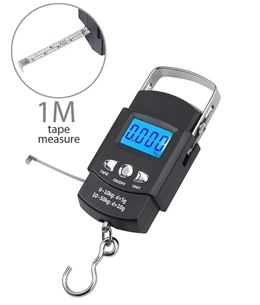 Luggage Weight Scale, 5pcs High-Precision Digital Electronic Scale with Measuring Tape Ruler LCD Digital Luggage Scale Portable 50KG,for Travel