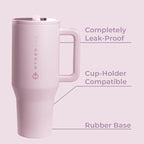 HydroJug Traveler - 32 oz Water Bottle with Handle & Flip Straw - Fits in Cup Holder, Leak Resistant Tumbler-Reusable Insulated Stainless Steel & Rubber Base - Gifts for Women & Men, Sweet Pea
