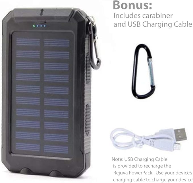BoxWave Power Bank Compatible with Energizer Energy E500S - Solar Rejuva PowerPack (10000mAh), Solar Powered Backup Power Bank 10000mAh - Jet Black