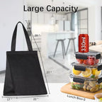 iknoe Insulated Lunch Bag for Women & Adults, 9L Foldable Wide-Open Cooler Bag with Pockets, Leakproof & Portable, for Picnic, Office, Beach(PureBlack)