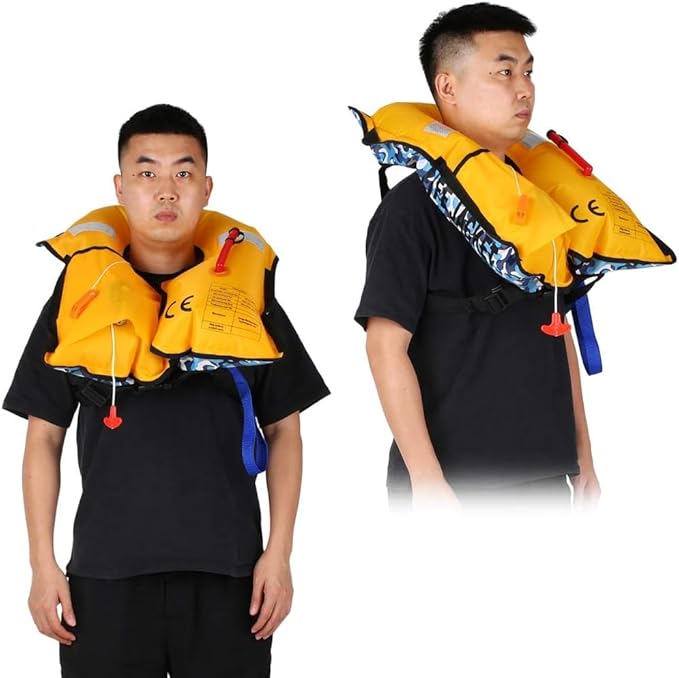 Adult Automatic Inflatable Kayak Vest PFD,Water Sports Vest for Boating Fishing Kayaking SUP Paddleboarding（fit Weight Below 330 lbs）