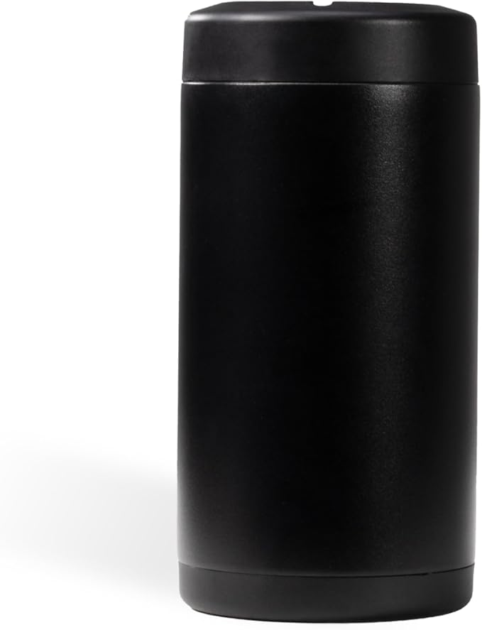 HydroJug Standard Can Cooler - 2-in-1 Insulated Can Cooler Cup - Stainless Steel Can Holder with Non-Slip Rubber Base - Screw-Top Lid - Dishwasher Safe - 16oz, Black