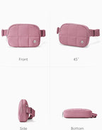 WESTBRONCO Puffer Fanny Packs for Women Quilted Nylon Waterproof Belt Bag with 2 Zipper, Puffy Crossbody Bag with Adjustable Strap, 1L Waist Bag for Travel Daily