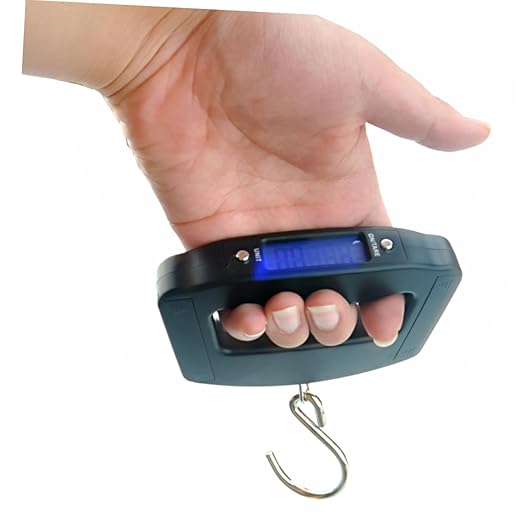 50kg Handheld LCD Digital Luggage Scale Hook Blue Backlight Accurate Weighing Scale for Travel Black Design Multiple Weight Units Lb