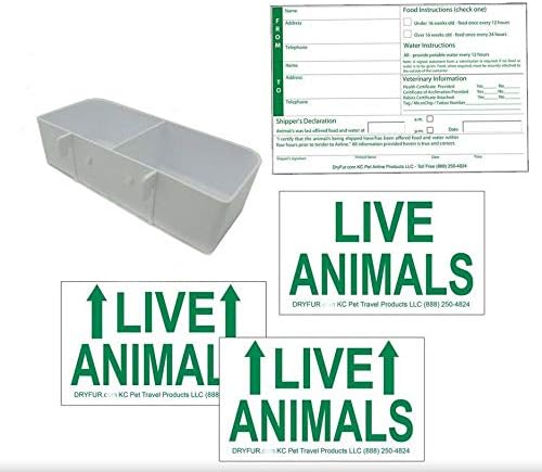 Kennel Travel Kit for Pets - Hook-On Dish & Live Animal Labels (Petite)
