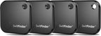 Dual System Bluetooth Tracker Tag for iOS or Android, Keys Finder and Item Locator for Keys, Bags and More, Phone Finder, Up to 300 ft Range, Replaceable Battery, Water-Resistant, 4 Pack