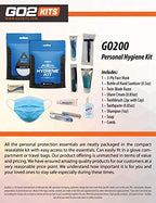 Ultimate Travel Toiletry & PPE Kits, Hygiene Kit with Shaving Supplies & PPE for Travel, Business & Charity with Reusable Toothbrush, Bath Soap & Other Essential Toiletries, 1-Pack (GO200)
