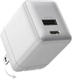 wegear USB C Fast Charging Charger, 30W Dual-Port GaN Nano Charger with Foldable Plug for iPhone 16/15 Series, iPad, Galaxy S24 Ultra and More Series, (White, 1 Pack)