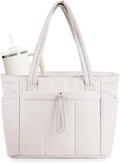 Wandering Nature Puffer Tote Bag with Cup Holder & Laptop Compartment & Trolley Sleeve for Travel, Work, Nurse, Women