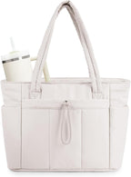 Wandering Nature Puffer Tote Bag with Cup Holder & Laptop Compartment & Trolley Sleeve for Travel, Work, Nurse, Women