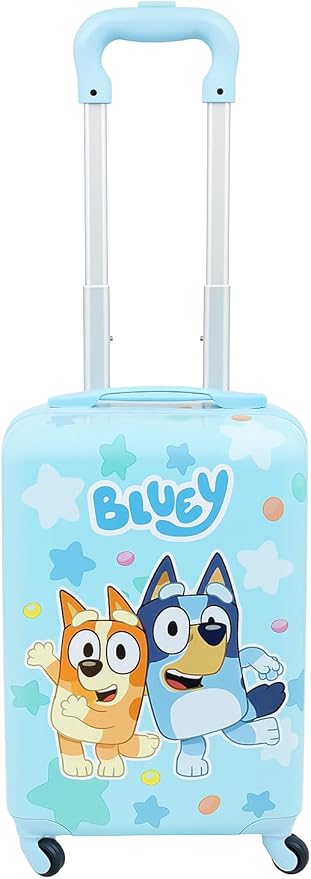 Fast Forward Bluey 20" Hardshell Luggage - Cute & Durable Hard-side Suitcase for Travel with Spinner Wheels 20"x12"x8"
