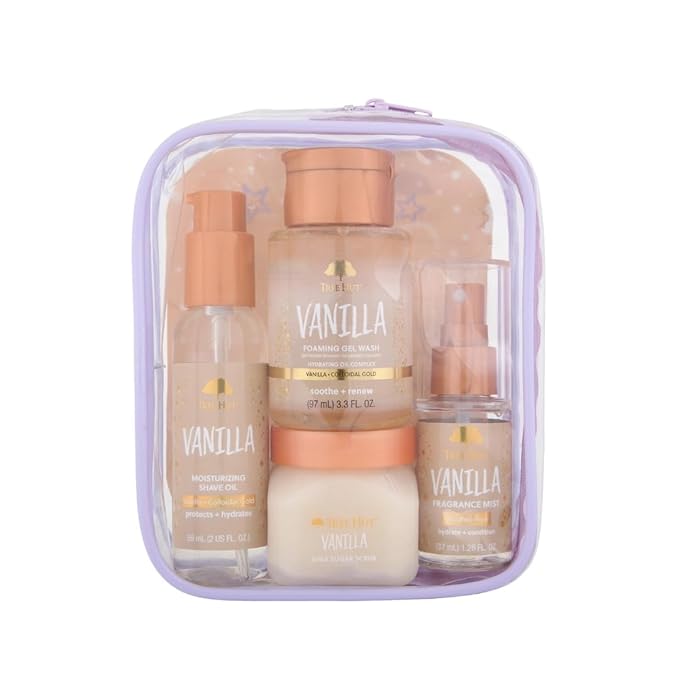 Tree Hut Mini Set Vanilla Everything Shower Gift Set for Women, Exfoliating Body Scrub, Body Wash & Body Butter, Travel Size Skin Care Set, Hydrating & Moisturizing Self-Care Gift for Smooth Skin